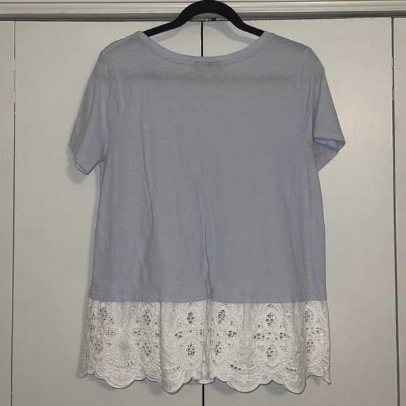 Loft Light Blue Top with White Lace Trim - Picture 2 of 3